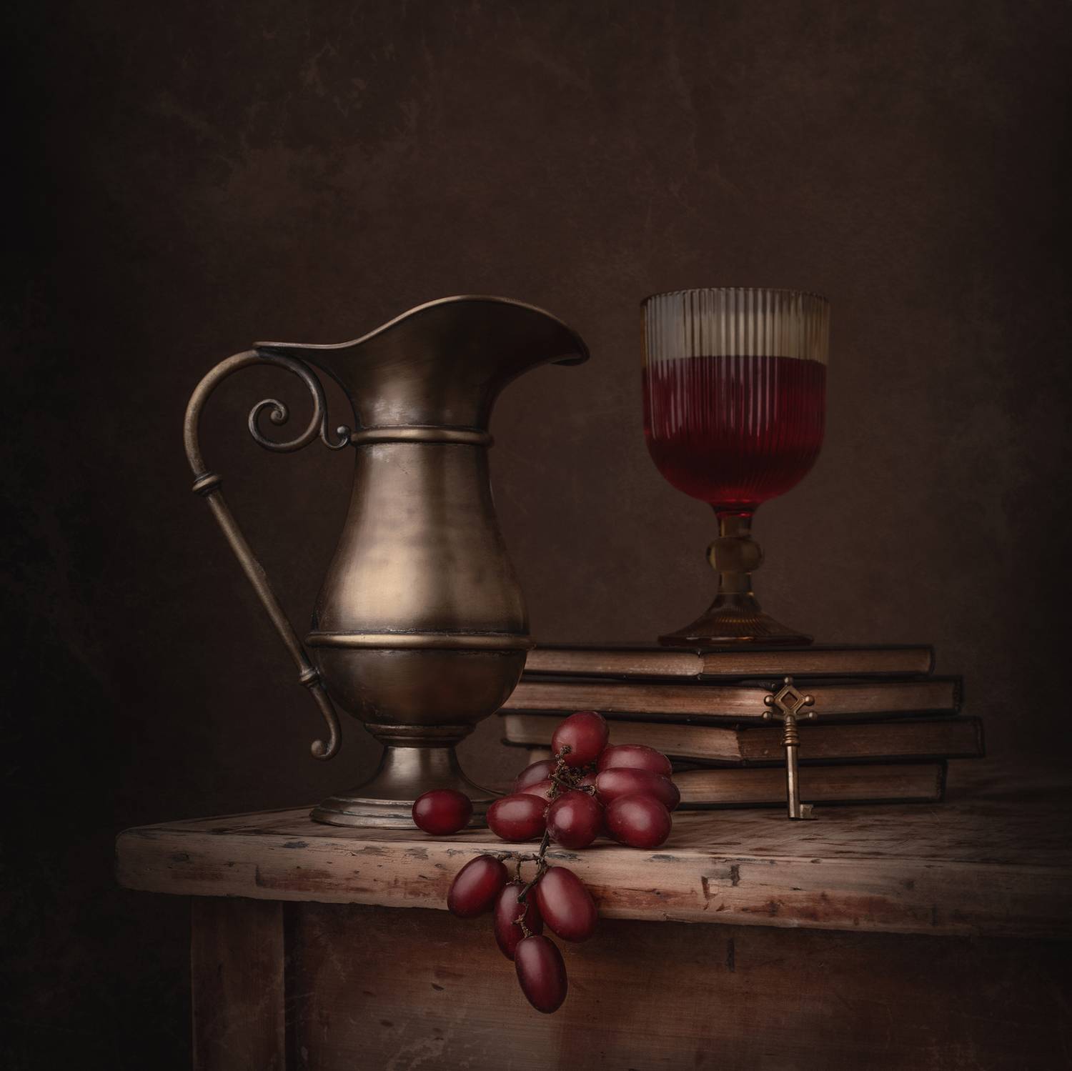 Still life, wine, light, colors, red, wood, Maria Margareth Perfoncio