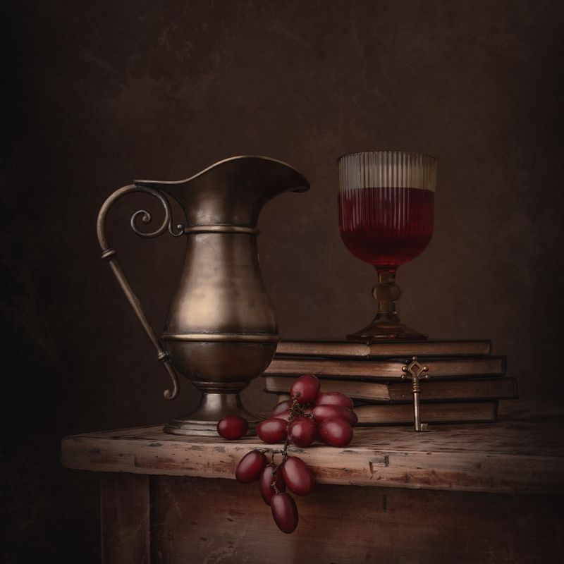 Still life, wine, light, colors, red, wood The wine фото превью