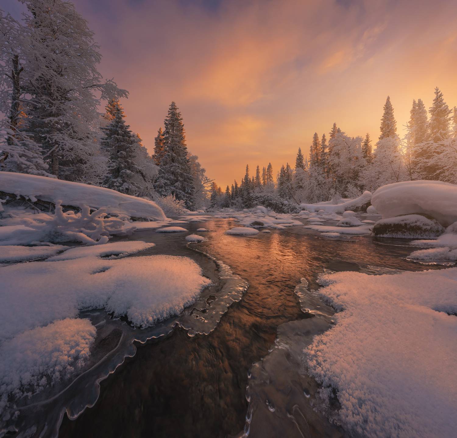 север, кольский, россия, река, мороз, пейзаж, Александр Дударев