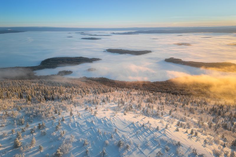 природа, пейзаж, закат, кандалакша, зима, январь, волосяная сопка, волосяная, залив, мурманская область, россия, Кандалакшский залив под зимнем покрывалом января. фото превью