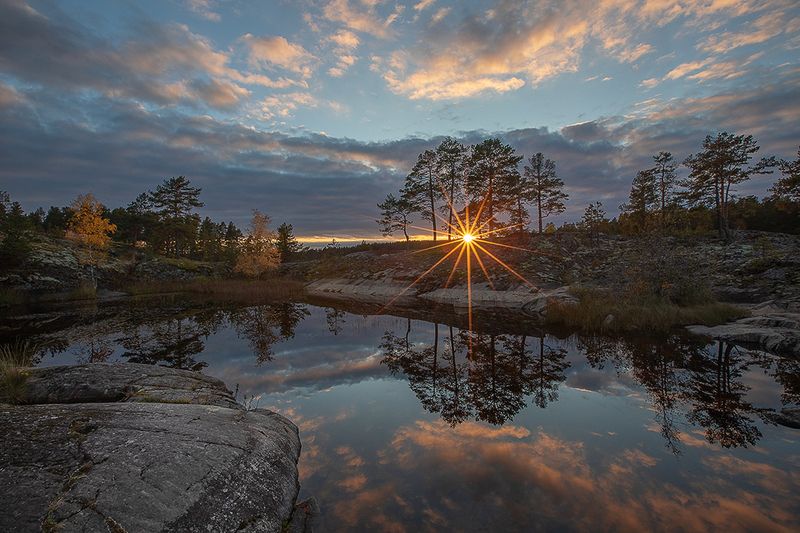 ладога, ладожские шхеры, осень, закат. Ладога. Звезда по имени солнце. фото превью