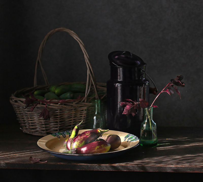 натюрморт, фотонатюрморт, still life, stillifefoto, лето, баклажаны, ретро_натюрморт, наталья_казанцева С баклажанчиками фото превью