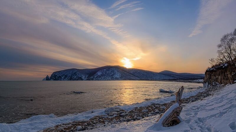 зима,  море,  лидовка Зимний закат в Лидовке фото превью