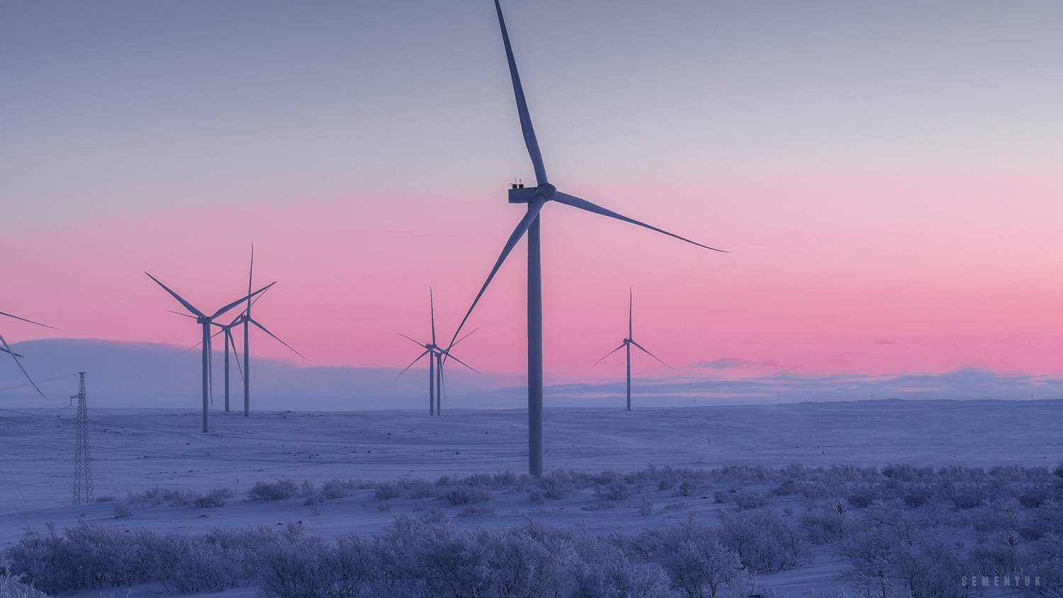 кольская вэс, ветряки, зима, мороз, снег, полярная ночь, русский север., Семенюк Василий