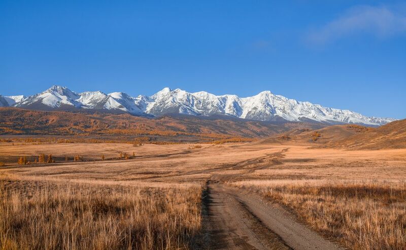 россия, горный алтай, курайская степь, счх, дорога, грунтовка, направление, осень Курайская степь фото превью