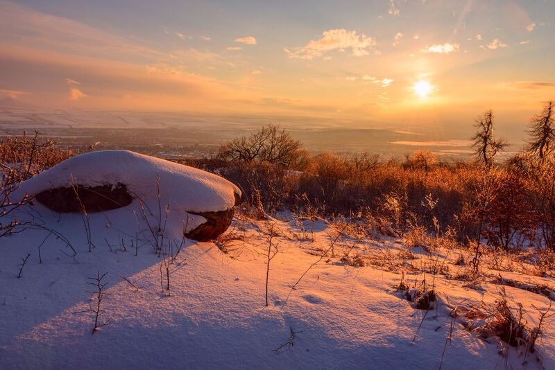 пейзаж, озеро,,природа, кмв, зима,закат Два мгновения январского заката фото превью