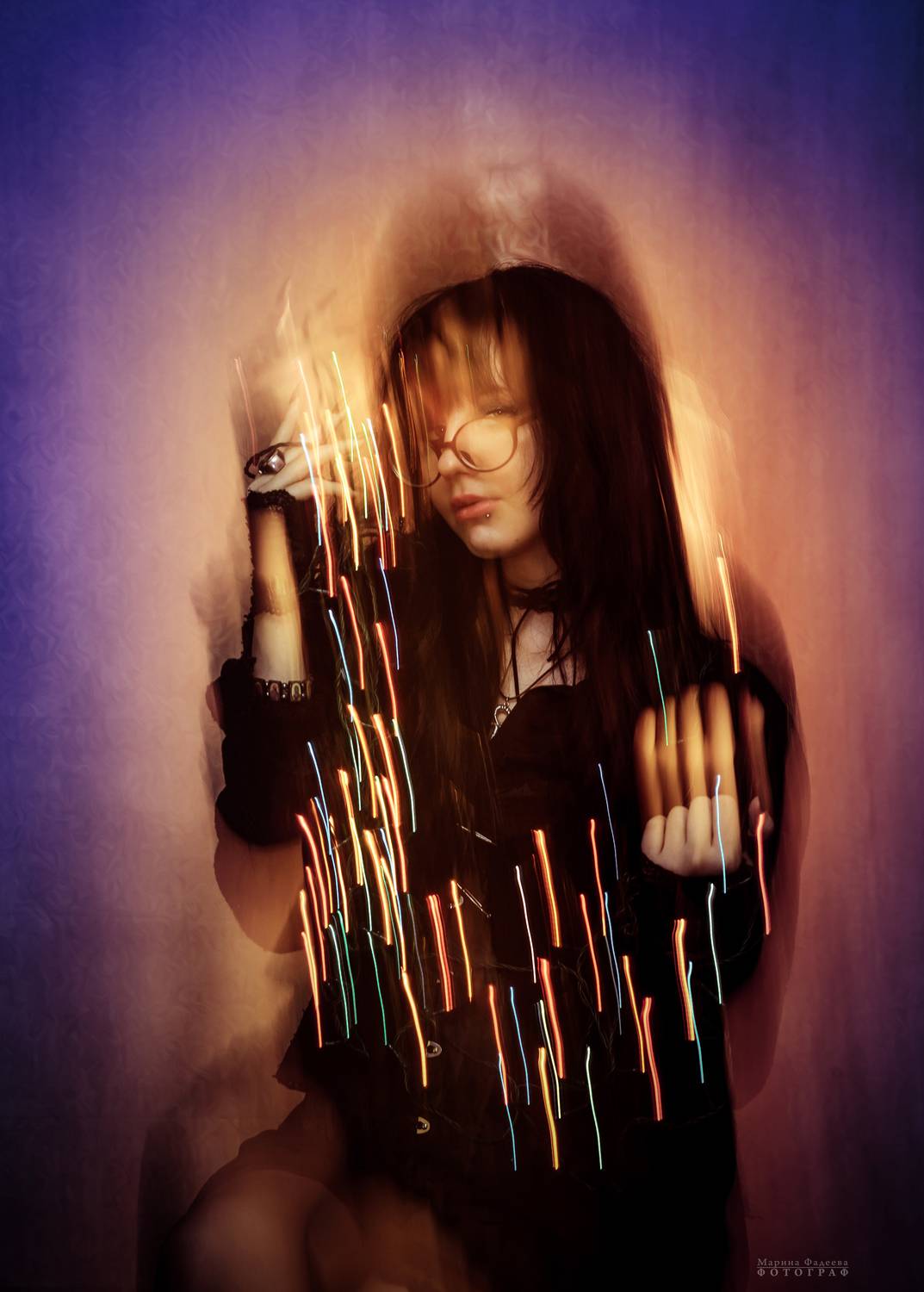 портрет, длинная выдержка, новый год, гирлянда, Фадеева Марина