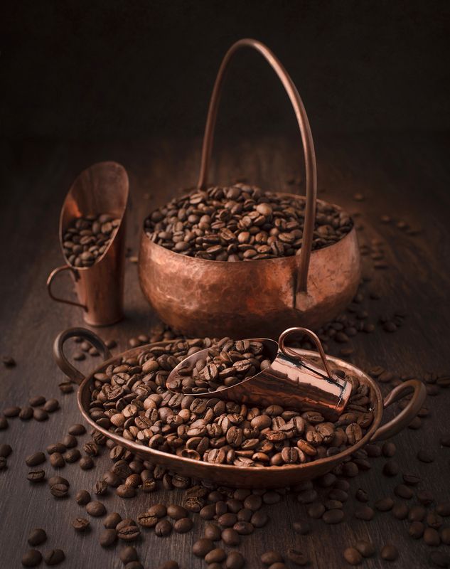 Still life, grains, coffee, light, gold Golden grains фото превью