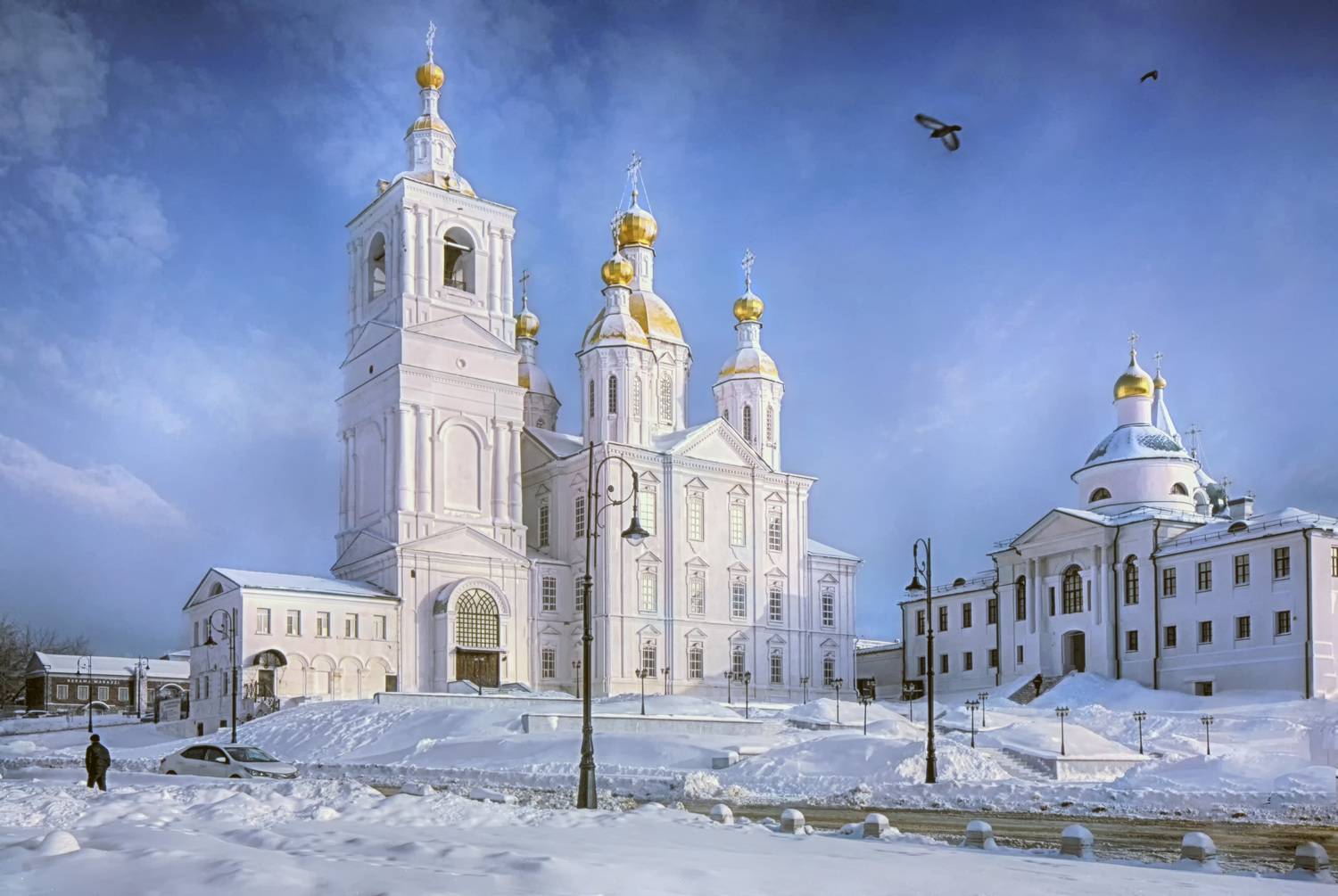 церкви колокольни площадь человек птица, Вера Петри