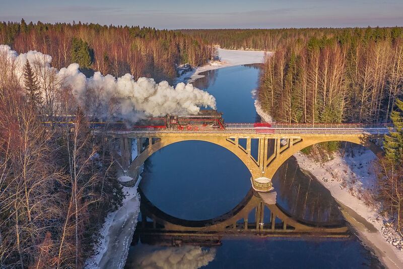 зима, мороз, паровоз, рускеальский экспресс, ретропоезд, янисйоки, арочный мост, карелия, ладога, северное приладожье, сортавала, питкяранта, русский север,северная природа, северный пейзаж, пейзажи карелии, фототуры по карелии, фототуры по ладоге Зимняя Лебедянка фото превью