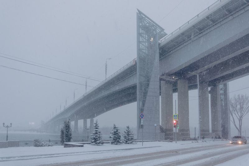 rostov, caucasus, bridge, architecture, river, nature, don, snowfall, winter, frozen, Ростов на Дону. фото превью