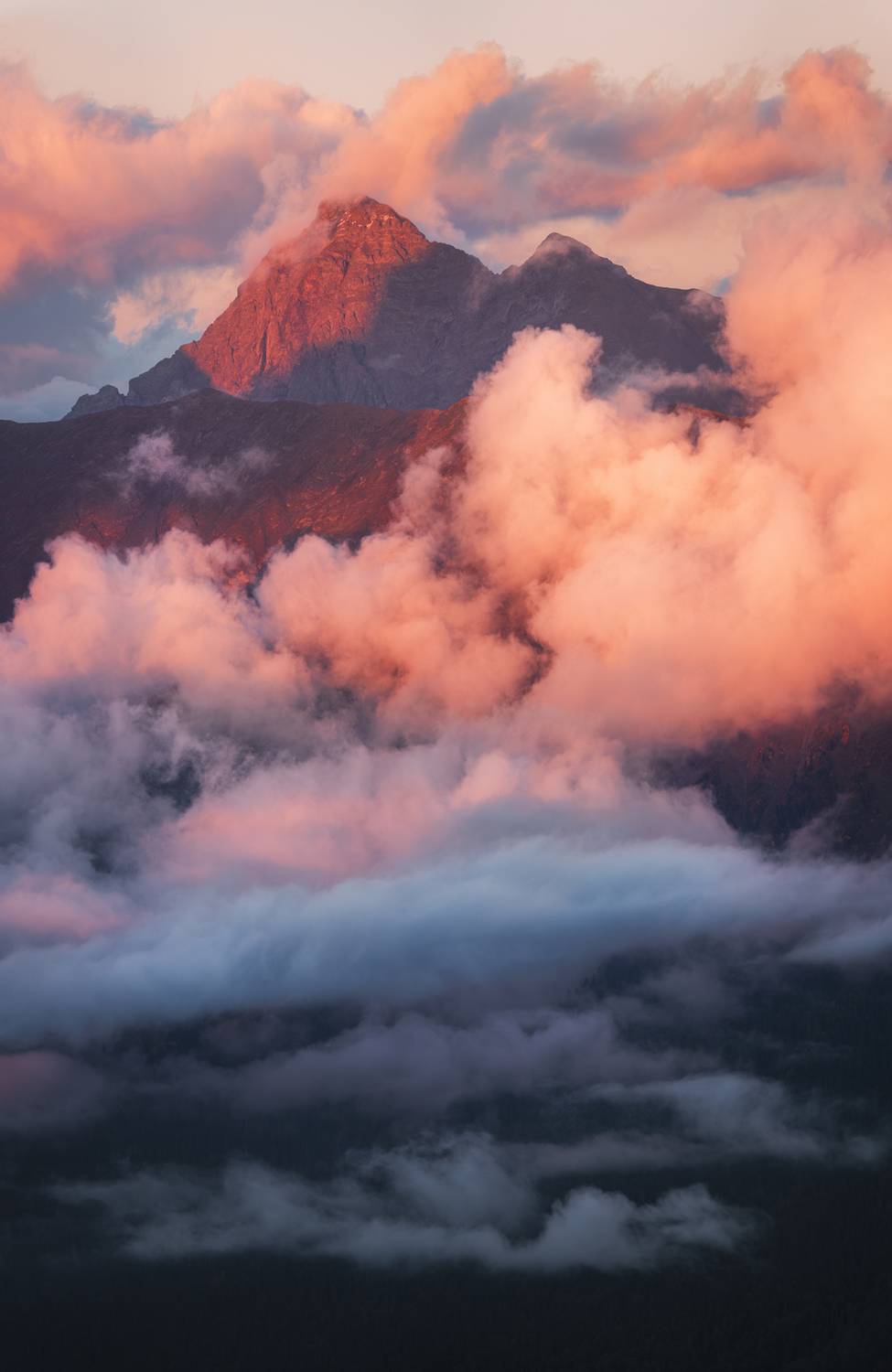 горы, закат, облака, красная поляна, Растворов Игорь