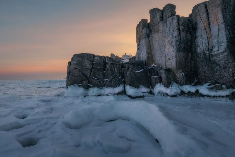 приморье приморский_край мыс_брюса маяк_бюссе японское_море пейзажи_приморья Во льдах Японского моря фото превью