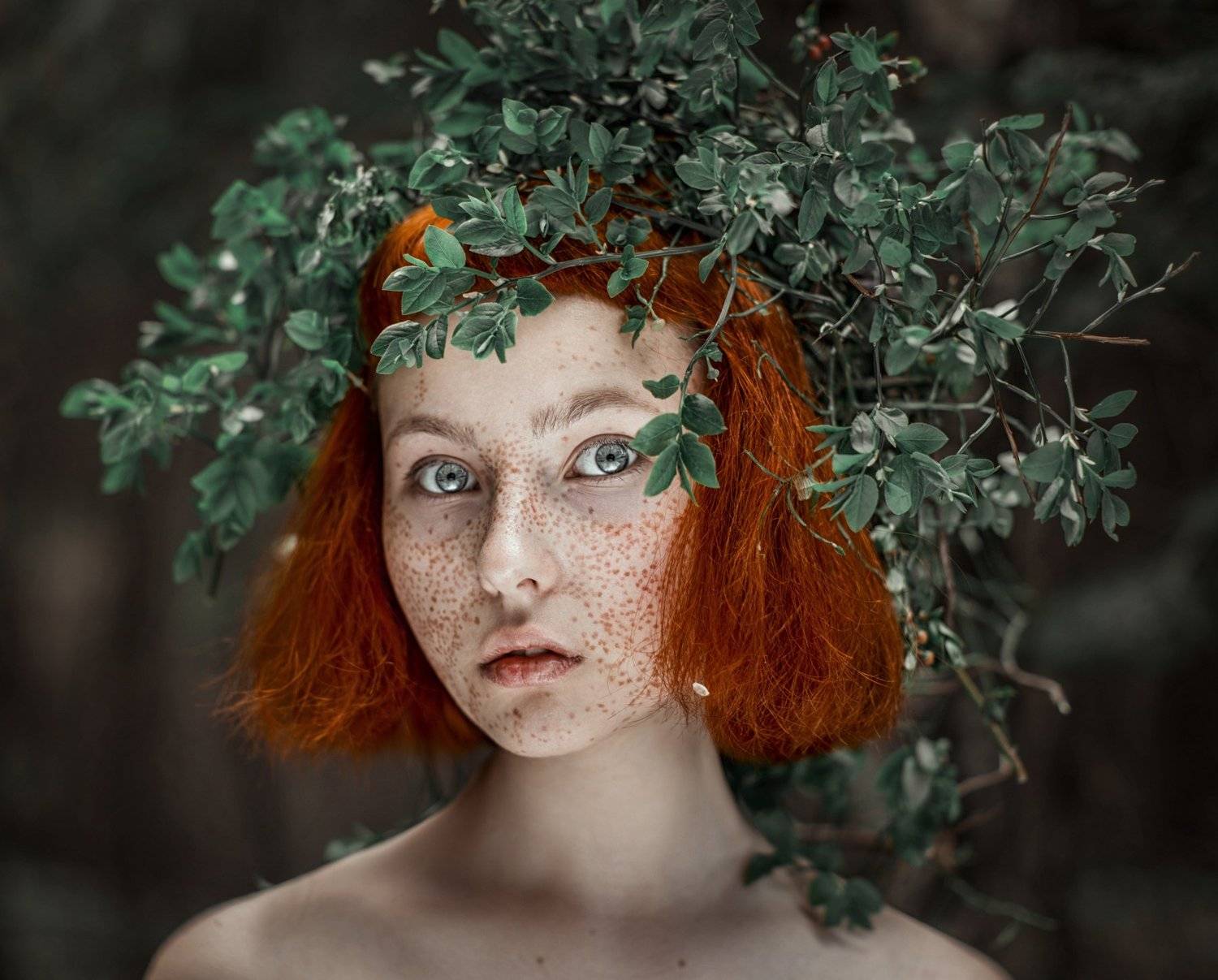 рыжая, веснушки, портрет, волосы, лицо, глаза, Комарова Настя