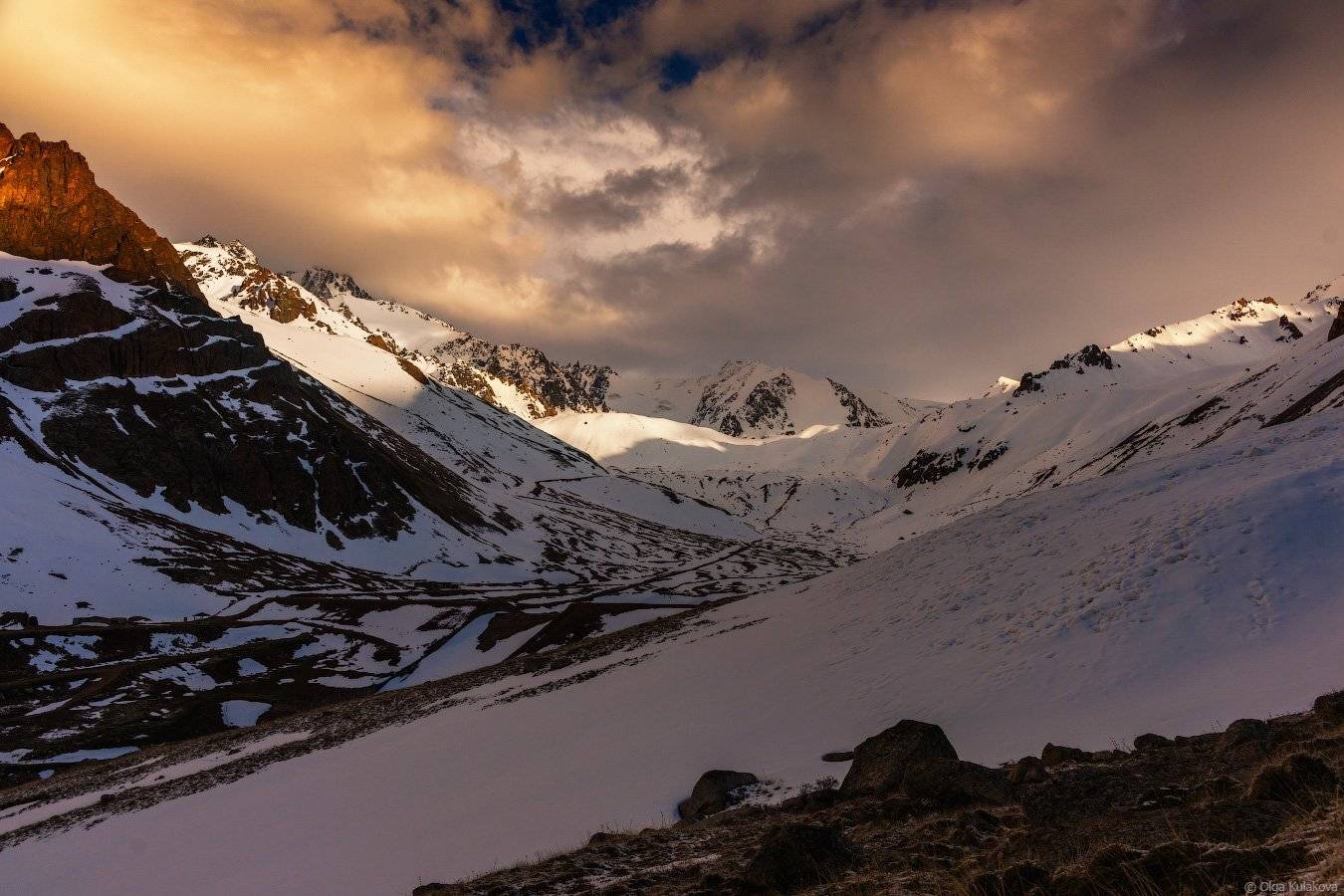 Вечер, Горы, Закат, Облака, Туюк-су, Ольга Кулакова