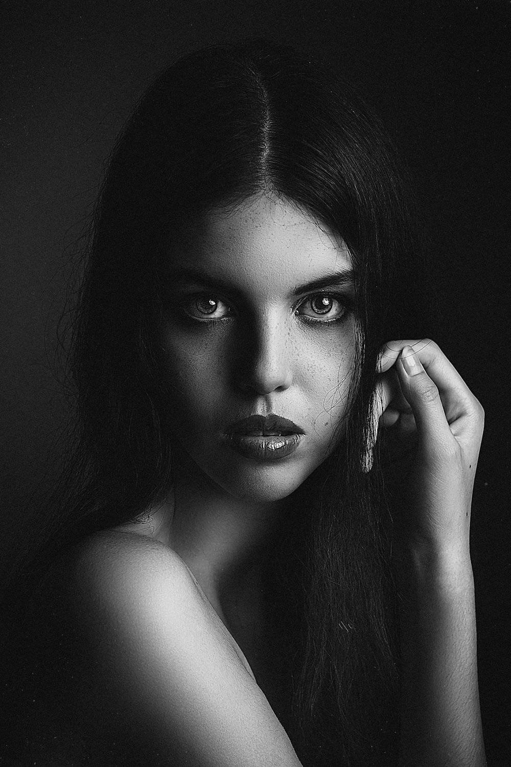 Black and white, Light, Mood, Portrait, Studio, Woman, Руслан Болгов (Axe)