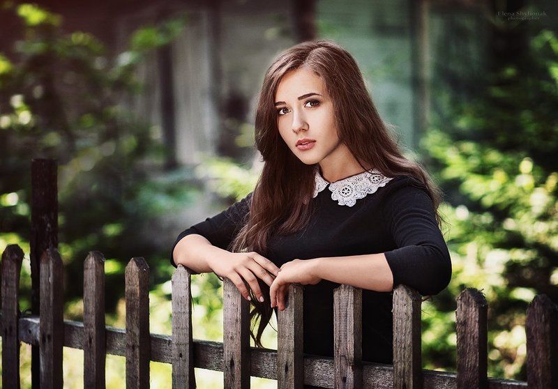 девушка, черное платье, деревня, ретро, винтаж, лето, портрет *** фото превью