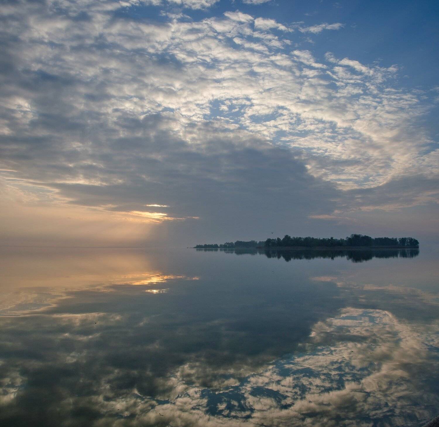 рассвет, река, днепр, небо, отражения, Валерий Наумов