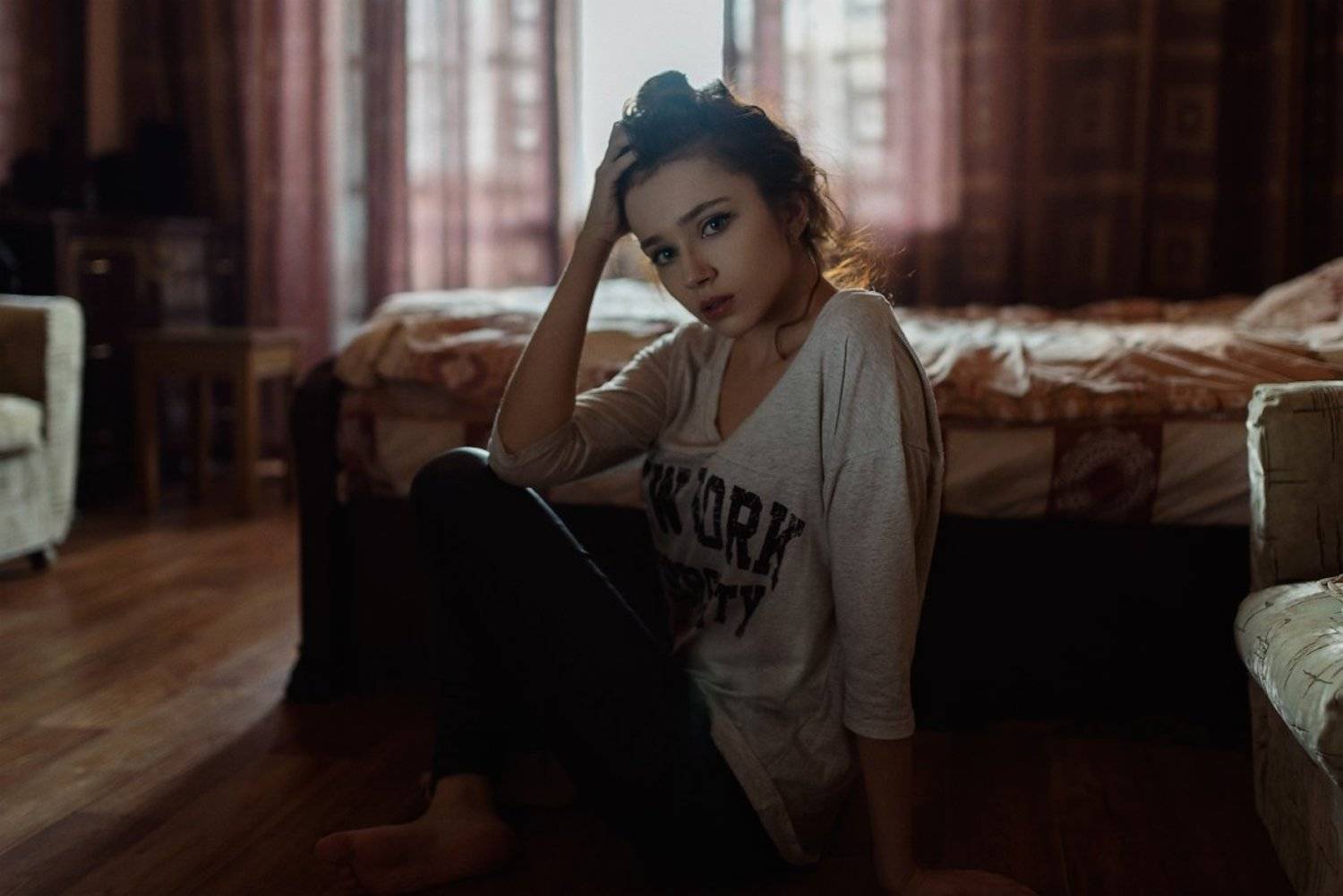 Девушка, красивая, портрет, глаза, лицо, волосы, nikon, 35mm, Абдрахманов Аскар