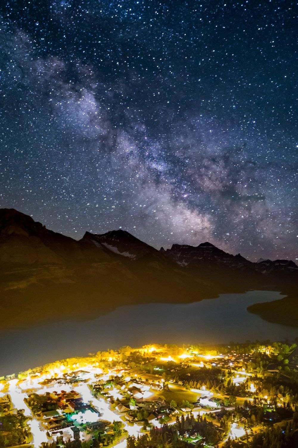 canada, alberta, waterton, night, milky way, stars, galaxy, lake, Денис Семенов
