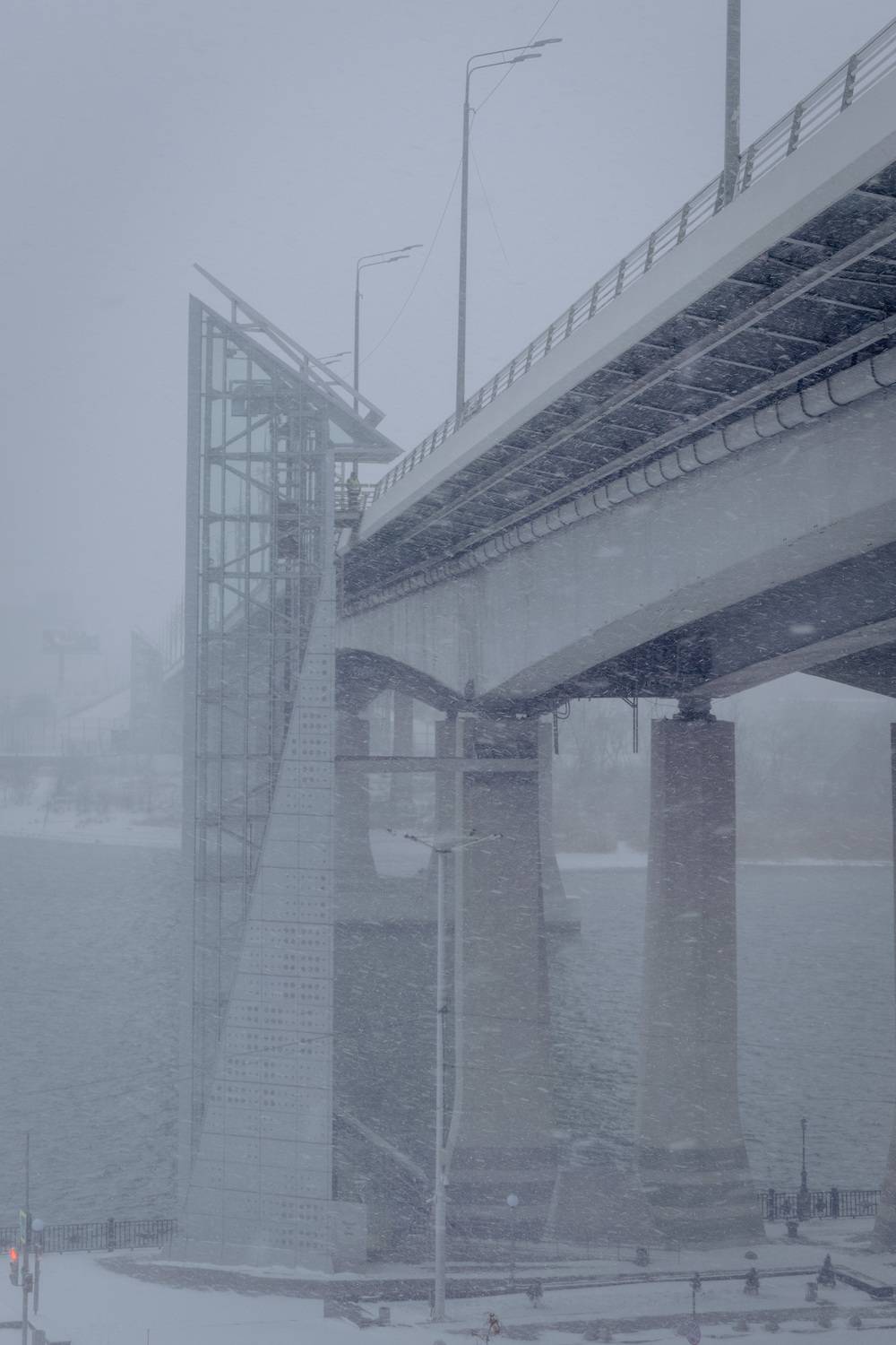 rostov, snowfall, city, winter, frozen, weather, bridge, don, river,, Бугримов Егор