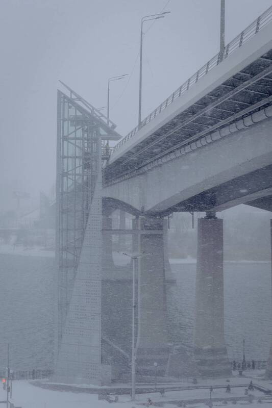 rostov, snowfall, city, winter, frozen, weather, bridge, don, river, Broen hjem. фото превью