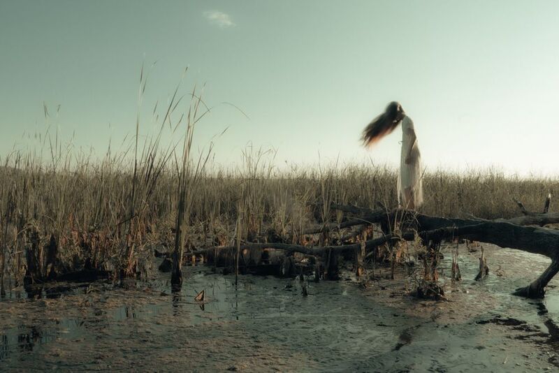 болото, девушка, картина, фотокартина, fine, art, дерево, камыши Равновесие фото превью