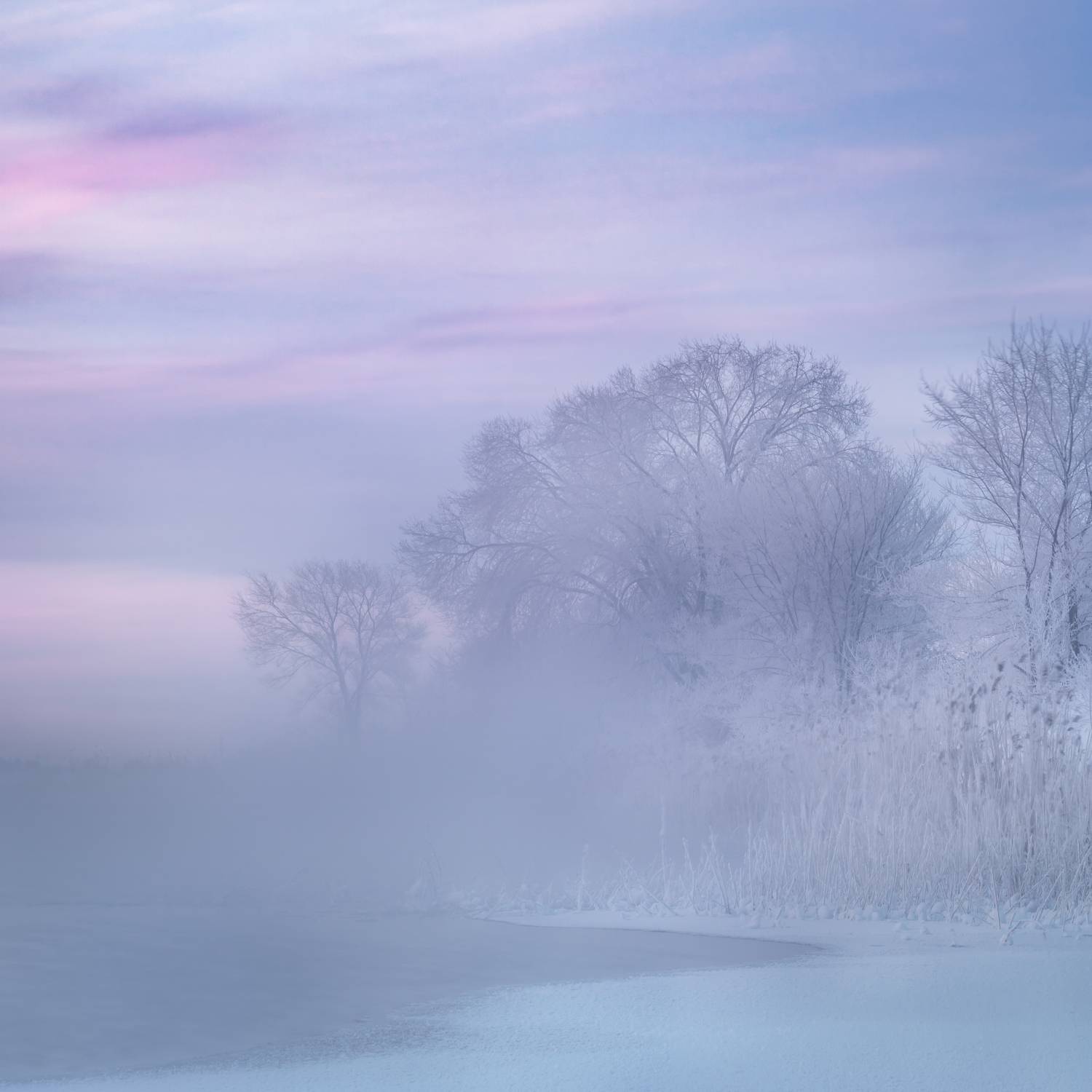 зима, рассвет, мороз, озеро, туман, пейзаж, курган, Толстоноженко Илья