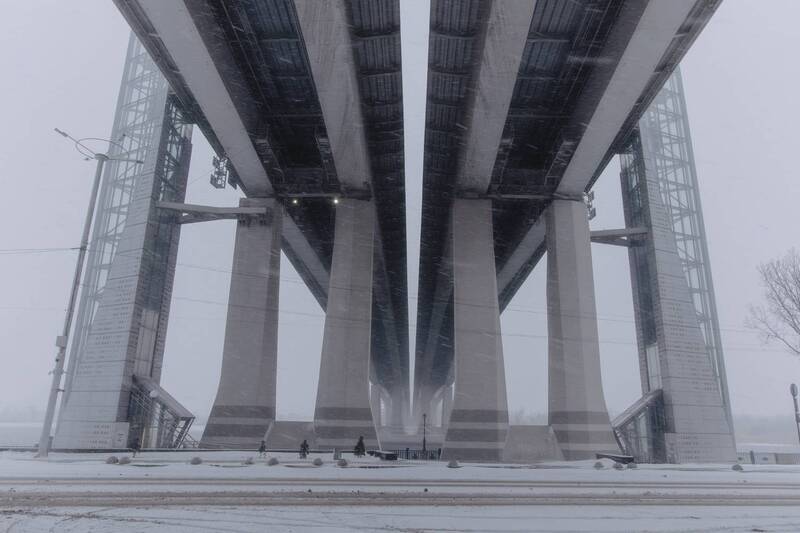 rostov, snowfall, old, city, winter, frozen, weather, winter, newyear, bridge, river, don, embankment, Ворошиловский мост через реку Дон. фото превью