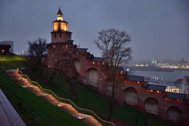 нижний новгород, осень, туман, город, вечер, огни Предзимний вечерний Нижний Новгород фото превью
