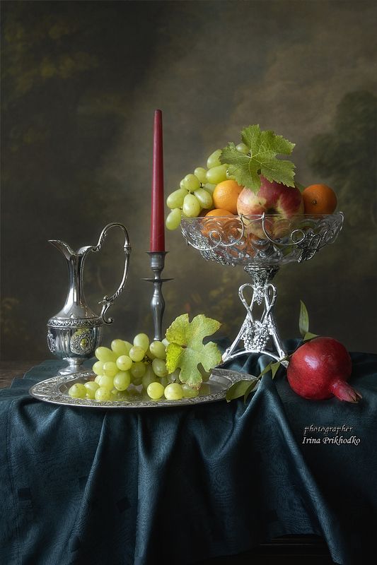 натюрморт, фрукты Натюрморт с красной свечой фото превью