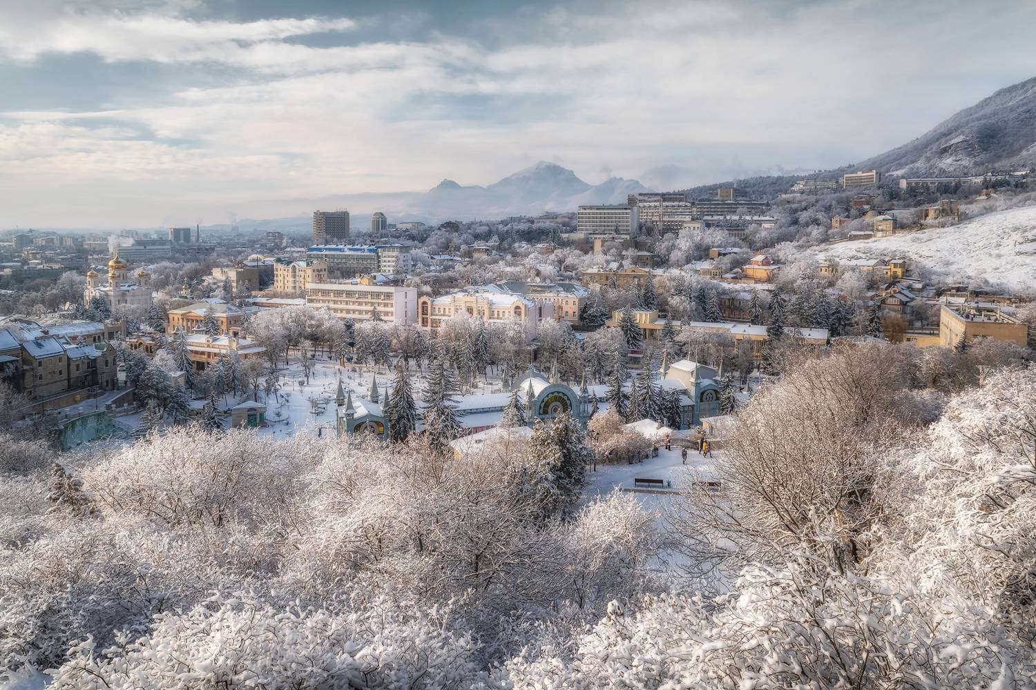 кавказ, кмв, кавказские минеральные воды, горы, зима в городе, машук, бештау, пятигорск, город под горой,  зимний город, Zakharov Armen