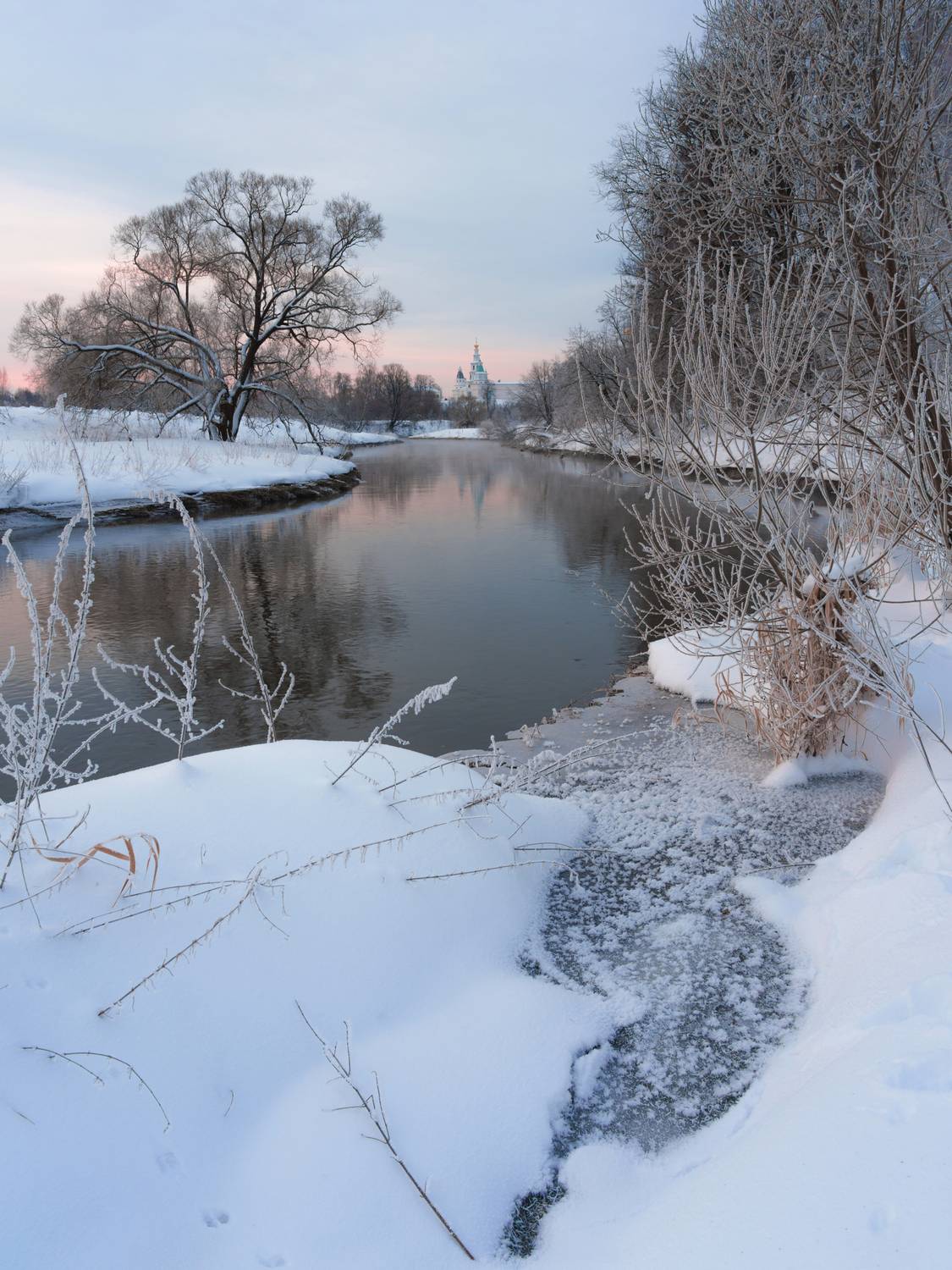 истра, рассвет, зима, река, Добродий Михаил