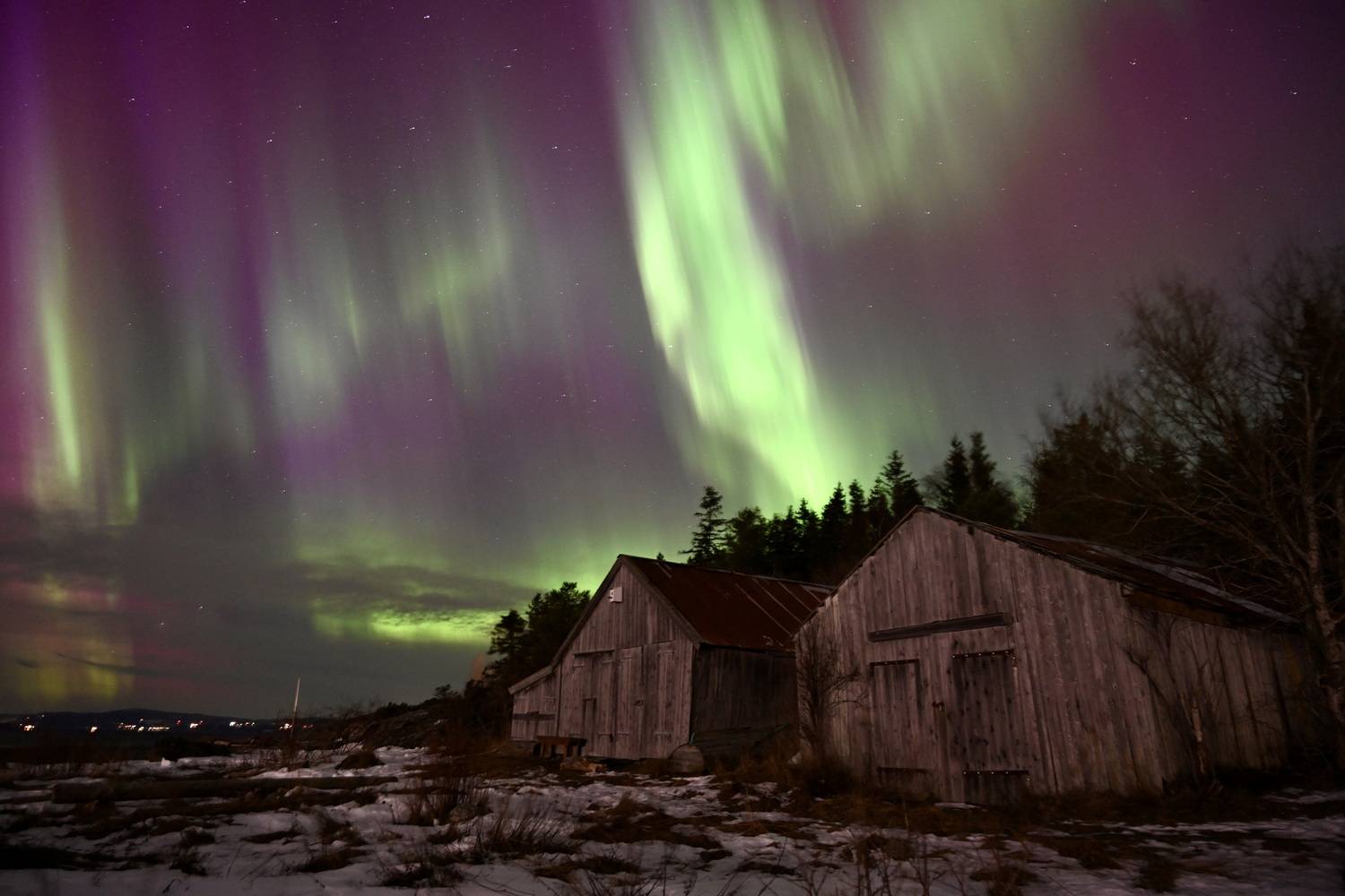 Landscapes, Northern Lights, Norway, Colorful, Winter, Houses, , Povarova Ree Svetlana