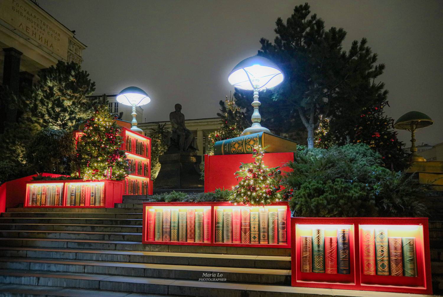 москва огнибольшогогорода зимняясказка сказкавгороде рождество проектзимавмоскве рождественскоенастроение снег рождественскиеогни новогодниеогни зимавгороде волшебнаябиблиотека лампанастольная лампа библиотекаленина библиотека книги ели книга ель, Maria Lo