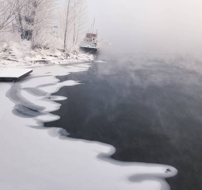 зима, мороз, красноярск, стоянка, корабли, сибирь  фото превью