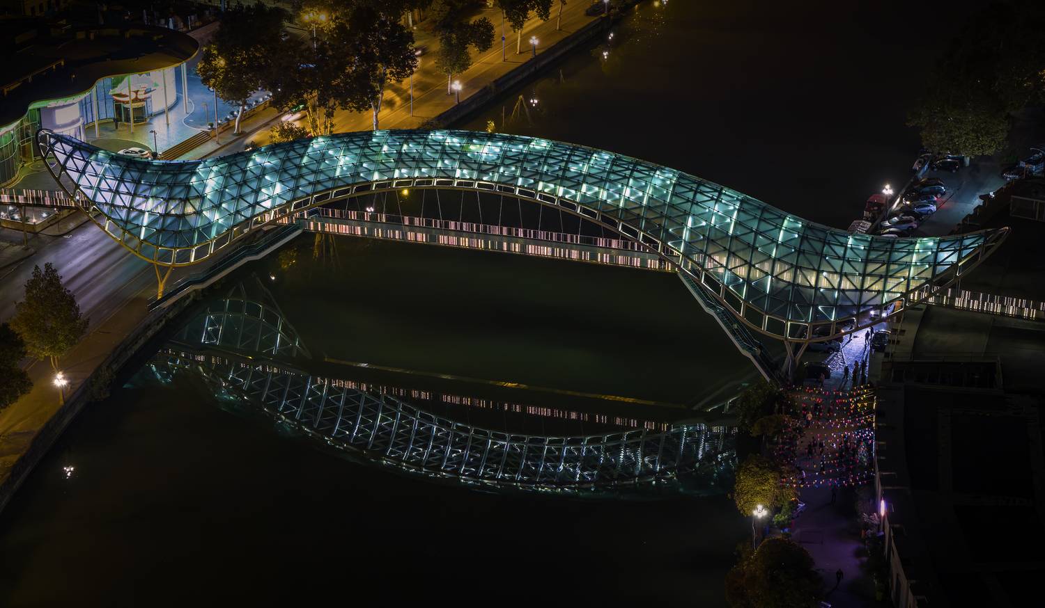 мост, мост мира, тбилиси, грузия, кура, парк рике, аэросъемка, вид сверху, Игорь Юркин