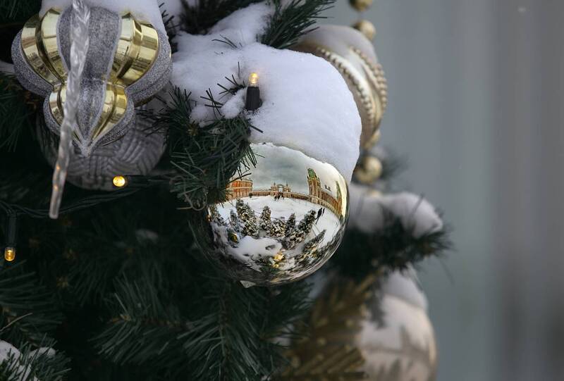 зима, парк, отражение, елочные игрушки, парк царицыно, москва Зима в отражении фото превью