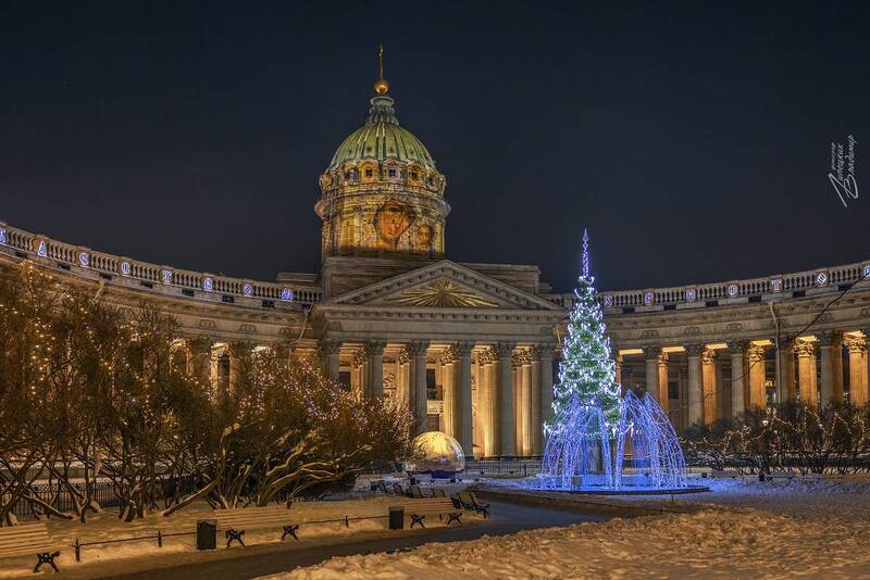 санкт-петербург, новый год, вечерняя подсветка, снег. Санкт-Петербург новогодний фото превью