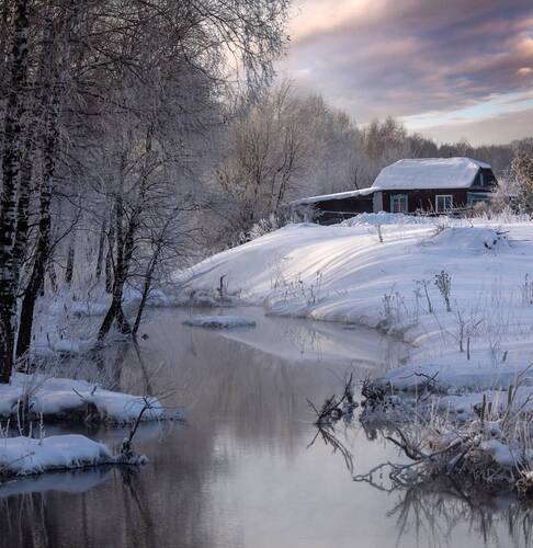 Зимний вечер на Алтае