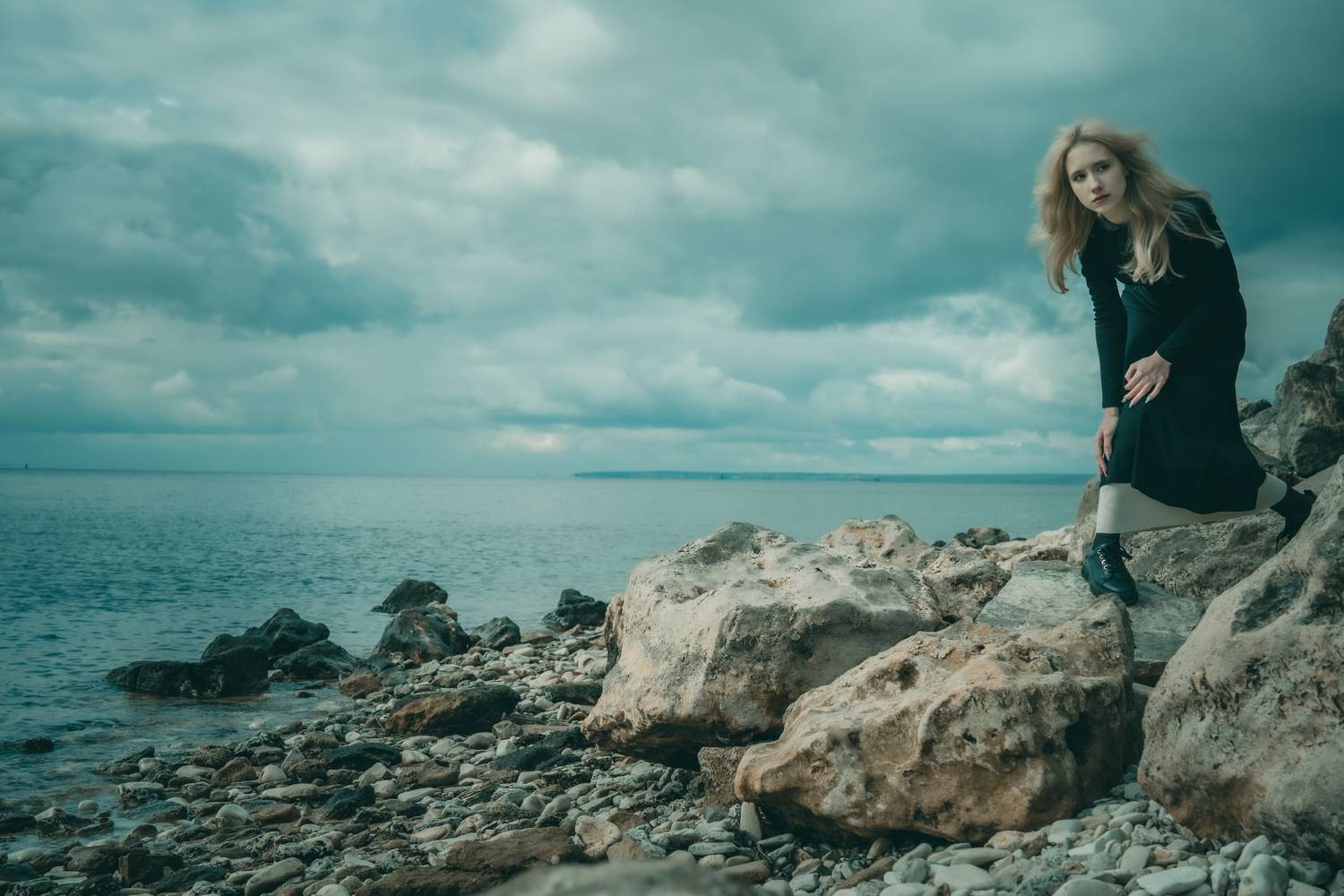 берег моря девушка пейзажный портрет блондинка, Елена Леонидовна