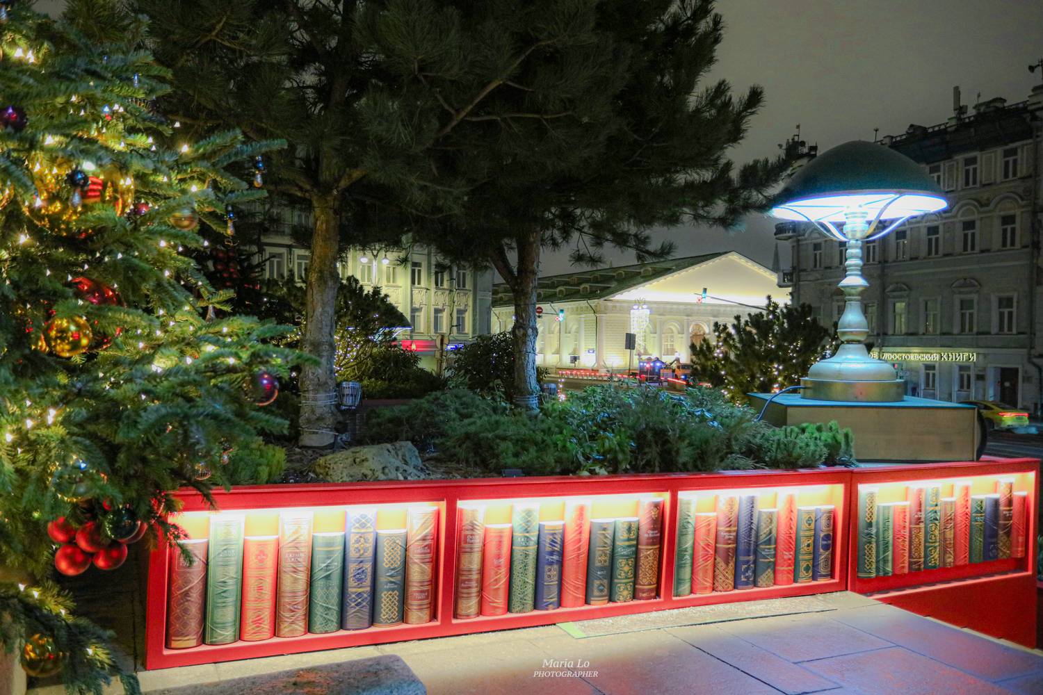 москва огнибольшогогорода зимняясказка сказкавгороде рождество проектзимавмоскве рождественскоенастроение снег рождественскиеогни новогодниеогни зимавгороде волшебнаябиблиотека лампанастольная лампа библиотекаленина библиотека книги ели книга ель, Maria Lo