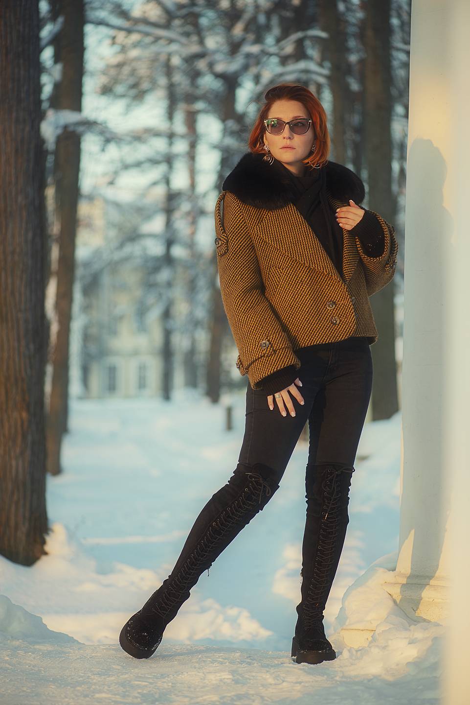 winter, model, red, girl, portrait, женский потрет, девушка, рыжая, зима, Суханово, модель, Ефимов Александр