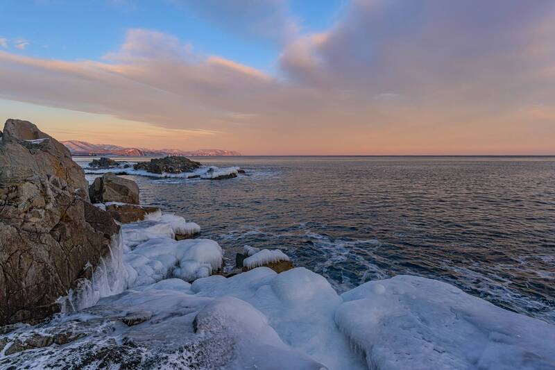 зима,  море,  мыс бринера Вечер под маяком фото превью