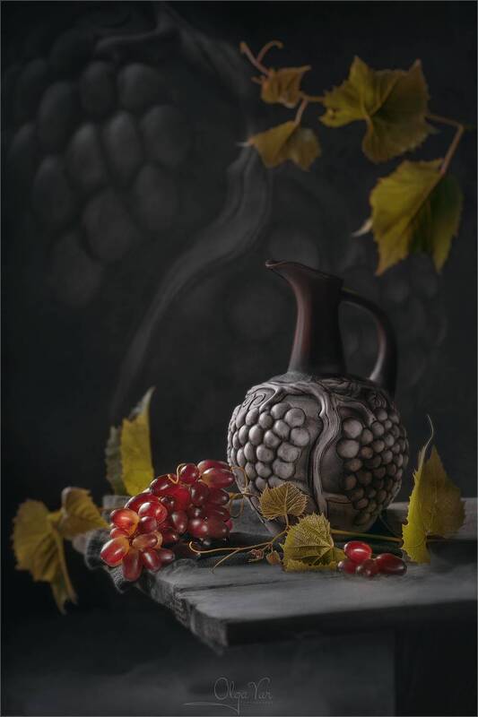 виноград, кувшин, осень  фото превью