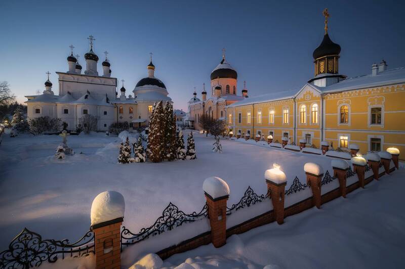 московская область, россия, храм, церковь, православие, монастырь, зима, мороз, вечер, давидова пустынь Зима. Тишина. Монастырь фото превью