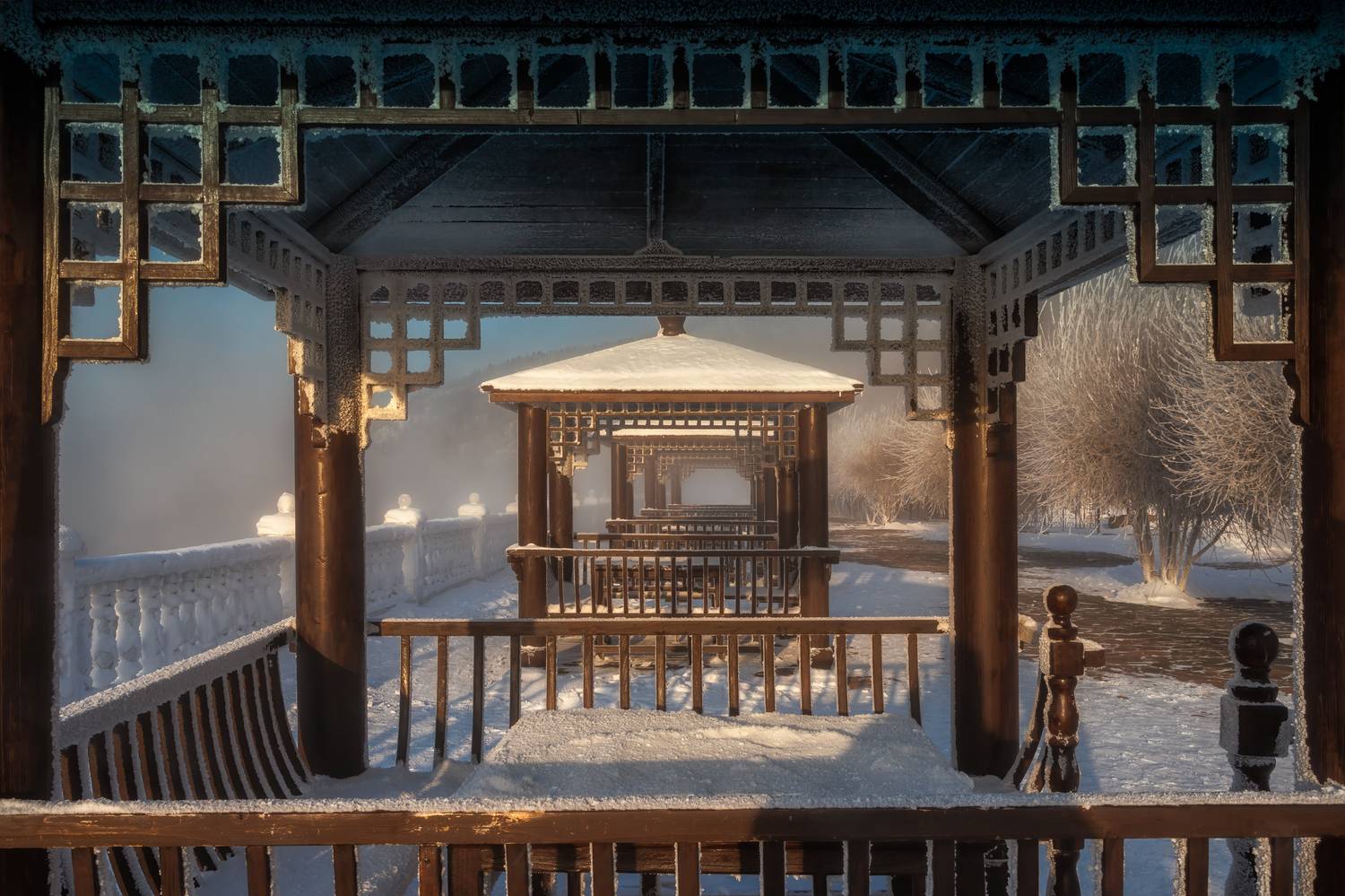 зима, мороз, байкал, листвянка, беседка, Чекалев Алексей