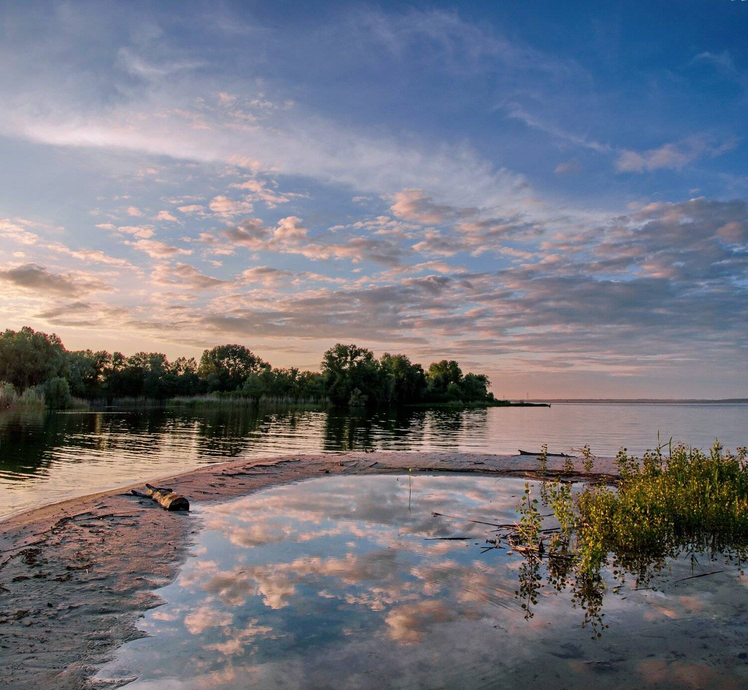 река, днепр, вечер, закат, небо, облака, Валерий Наумов