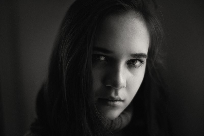 girl, portrait, nikon, b\\w Катя фото превью