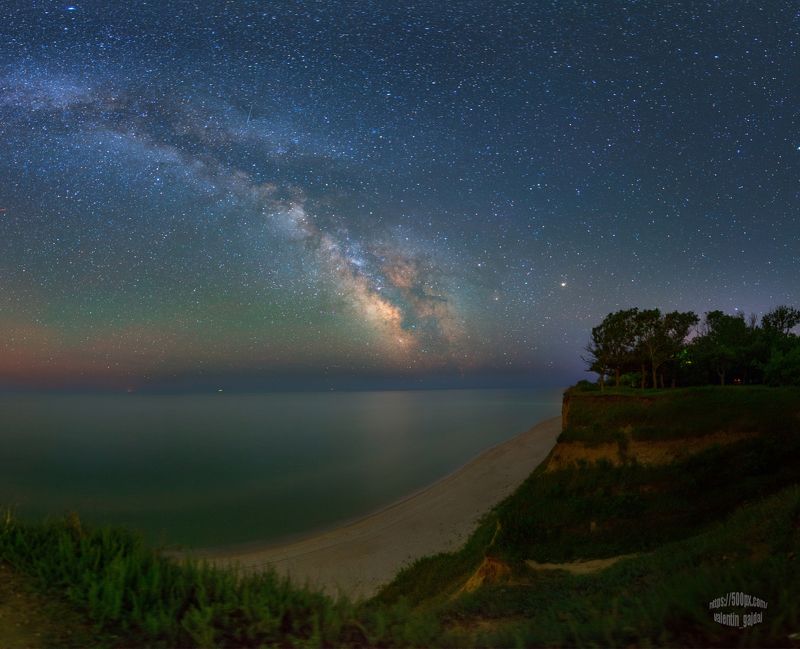 milky way, stars, night, sea, море, звезды, млечный путь, ночь, ночной пейзаж, nightscape Milky Way about Black Sea near Budaki lagoon фото превью
